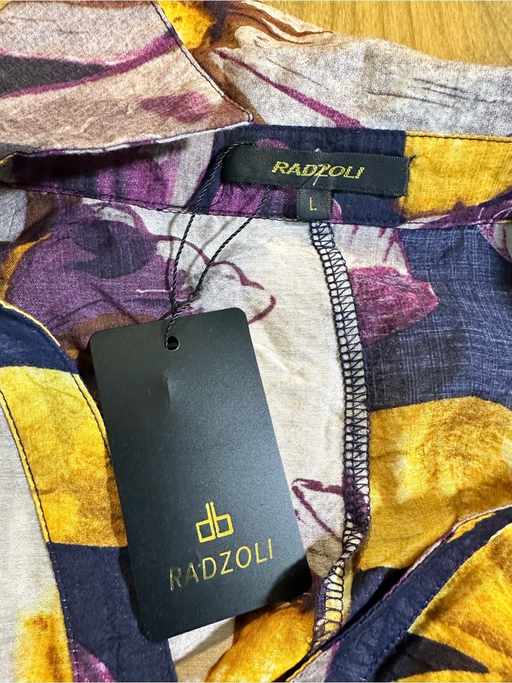 NWT Radzoli Floral Button Front Blouse Women’s Large Sheer 3/4 Sleeve - Picture 7 of 9